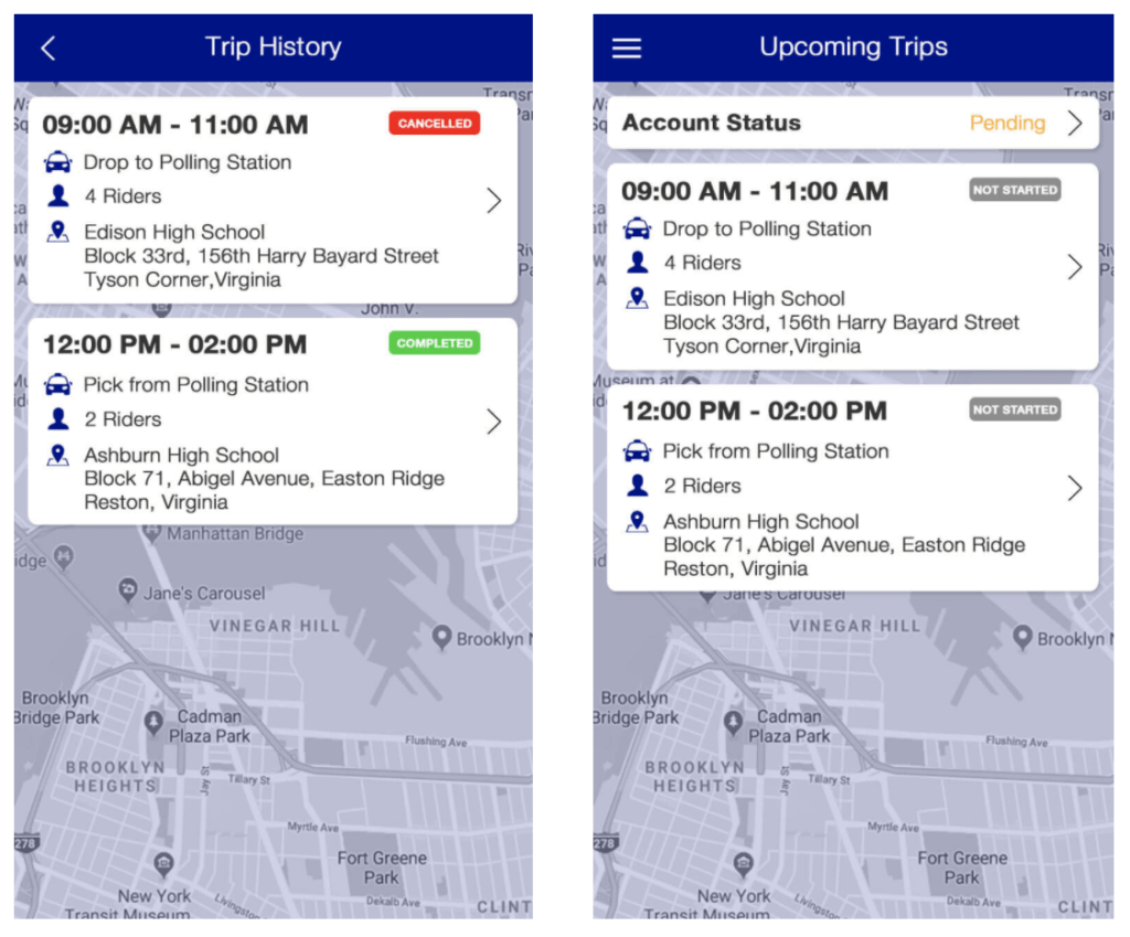 voter rideshare app - ride to the polls app - advantage of near me - location based app