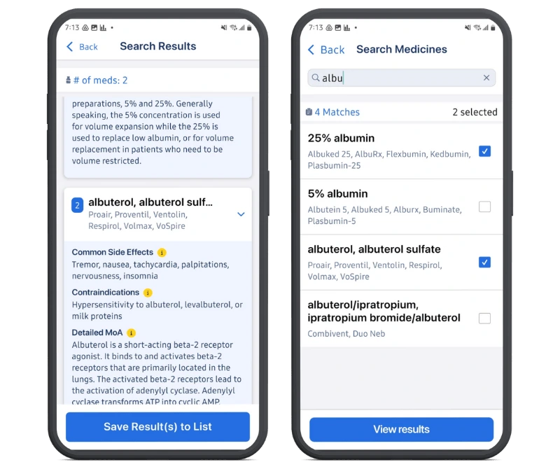 Illustration comparing a broadly positioned health app against a narrowly focused medicine-scanning app