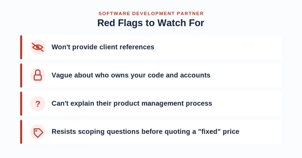 Red flags to watch for in a software development company