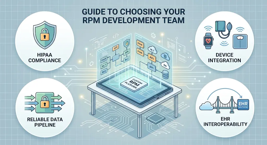 Top Remote Patient Monitoring Software Development Companies in 2026 2 Guide to choosing your RPM software development team: HIPAA compliance, device integration, reliable data pipeline, and EHR interoperability