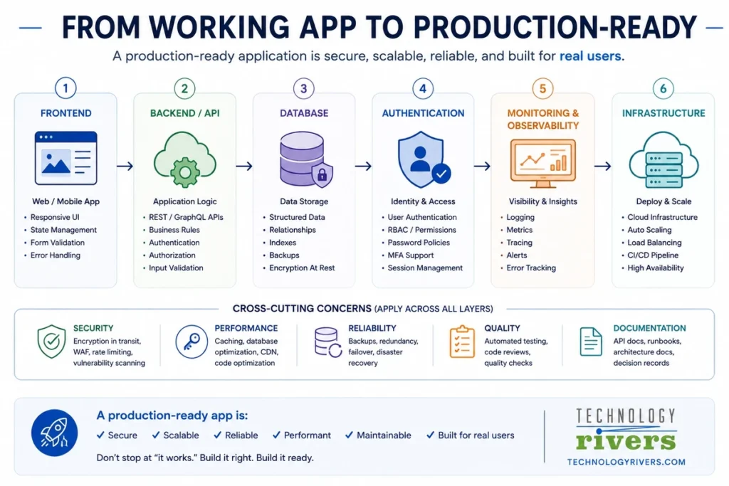 How to Vibe Code: From Idea to Production-Ready, HIPAA-Ready Application 6 Six layers of a production-ready application from frontend to infrastructure