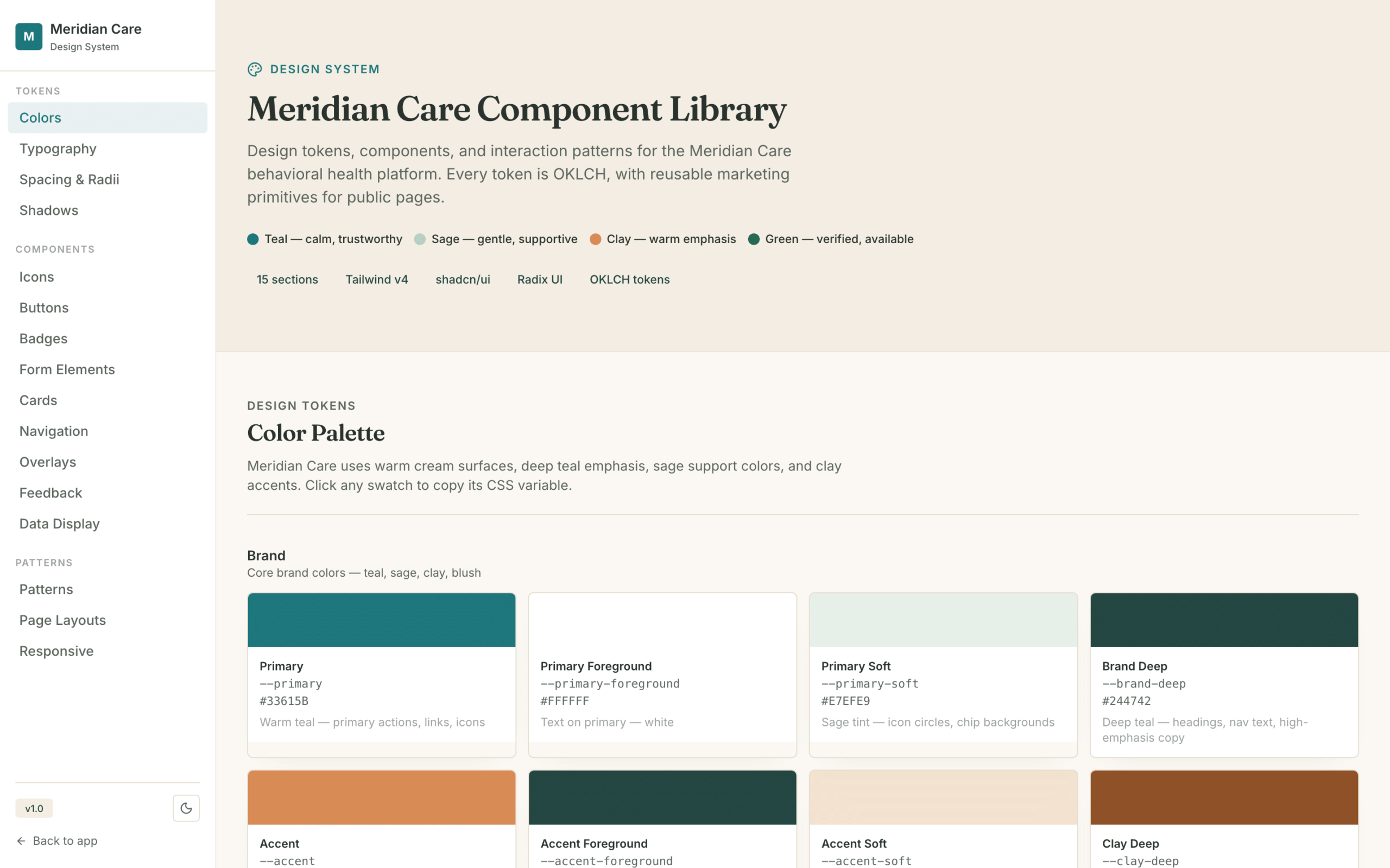 A HIPAA behavioral health platform, built with our AI-driven workflow 9 The design system: color tokens, typography, and component library