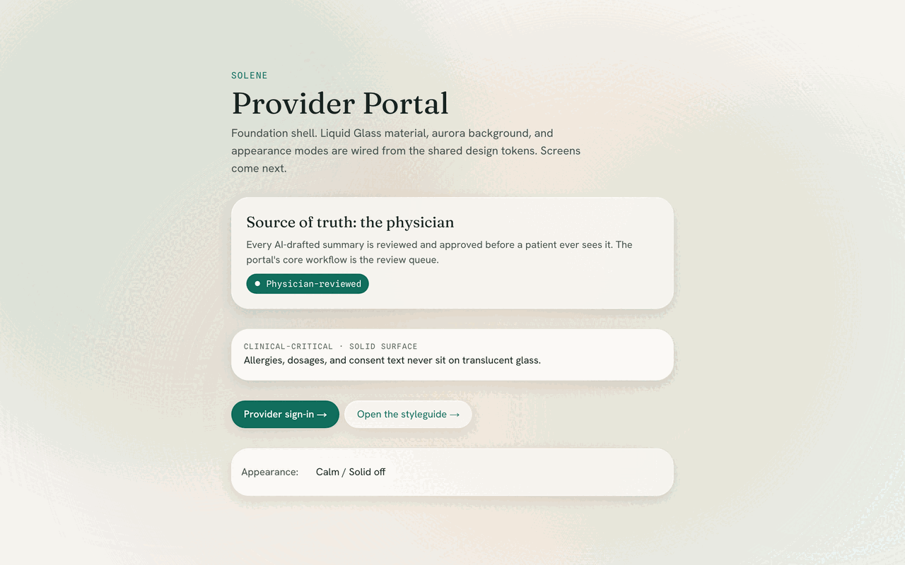 The design-system reference page in the portal